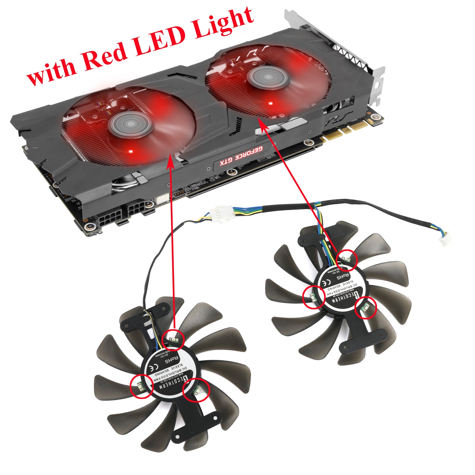 95MM GPU Fan with Red LED Light For KFA2 GALAXY GTX 1070 1070Ti 1080 E –  inRobert